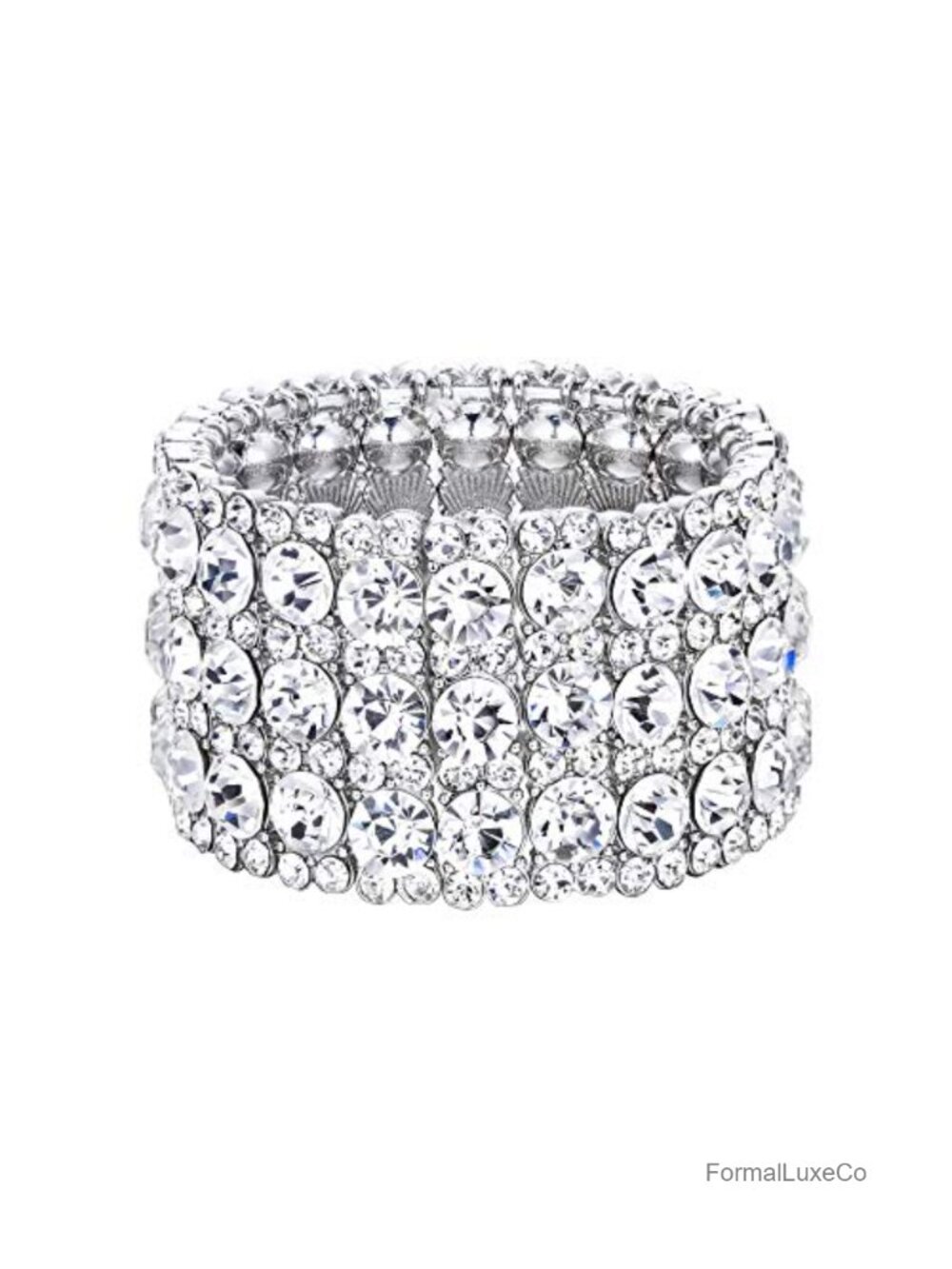 Round Crystal Layers Stretch Bracelet Wedding Prom Jewelry